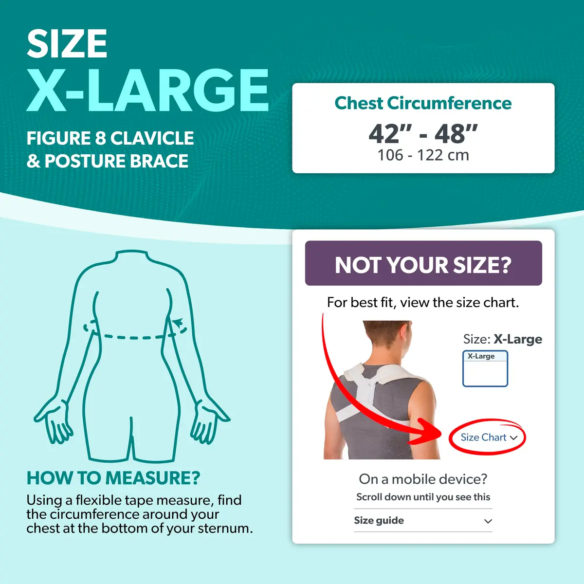 BraceAbility Clavicle Support Brace XL Figure 8 Upper Back Brace Posture Corrector for Men & Women, Shoulder Straightener, Kyphosis Relief, Sling for Injuries & Fractures (20.5cm L x 3.9cm W x 29cm H) - view 2