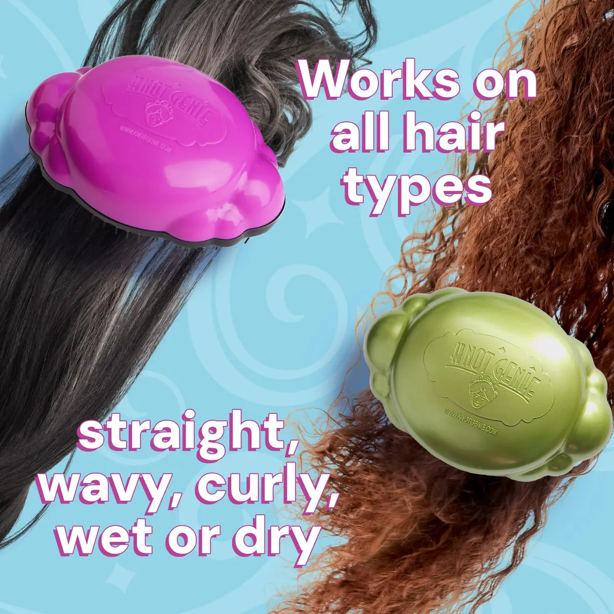 Knot Genie Teeny Detangling Hair Brush for Kids (Lilac Loveliness) | Pain-Free, Gentle, Compact - view 5
