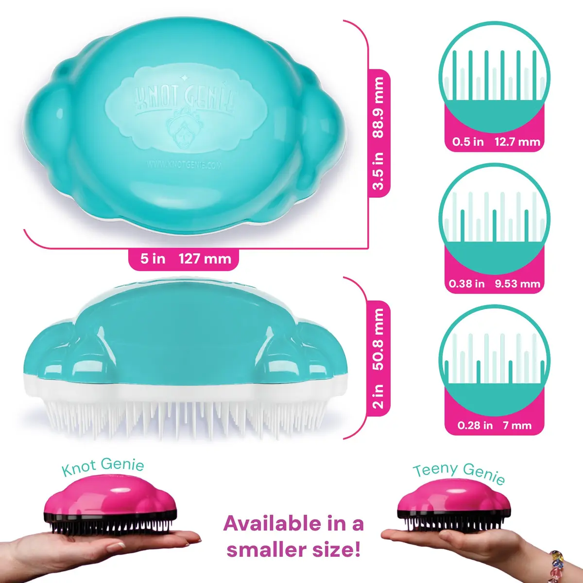 Knot Genie Teeny Detangling Hair Brush for Kids (Lilac Loveliness) | Pain-Free, Gentle, Compact - view 6