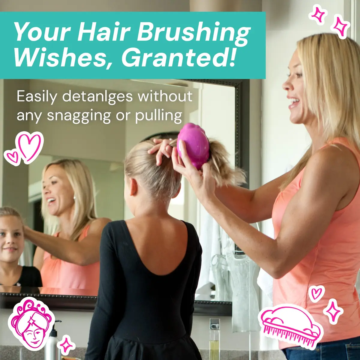 Knot Genie Teeny Detangling Hair Brush for Kids (Lilac Loveliness) | Pain-Free, Gentle, Compact - view 3
