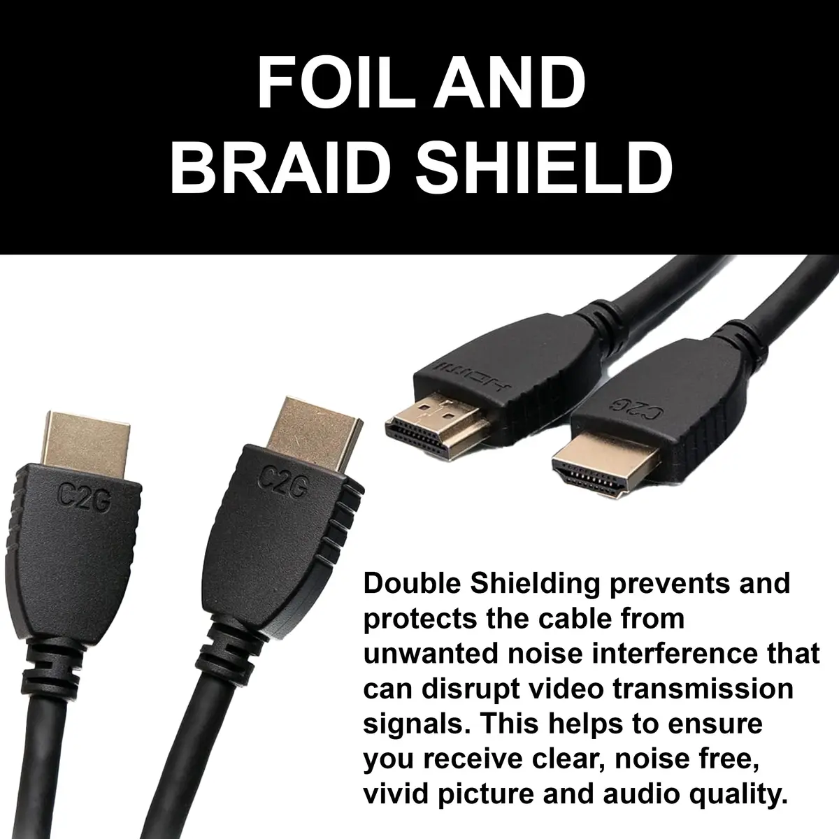 C2G High Speed HDMI Cable with Ethernet 0.5m (1.6ft) | 4K 60Hz, Gold-Plated Connectors - view 4