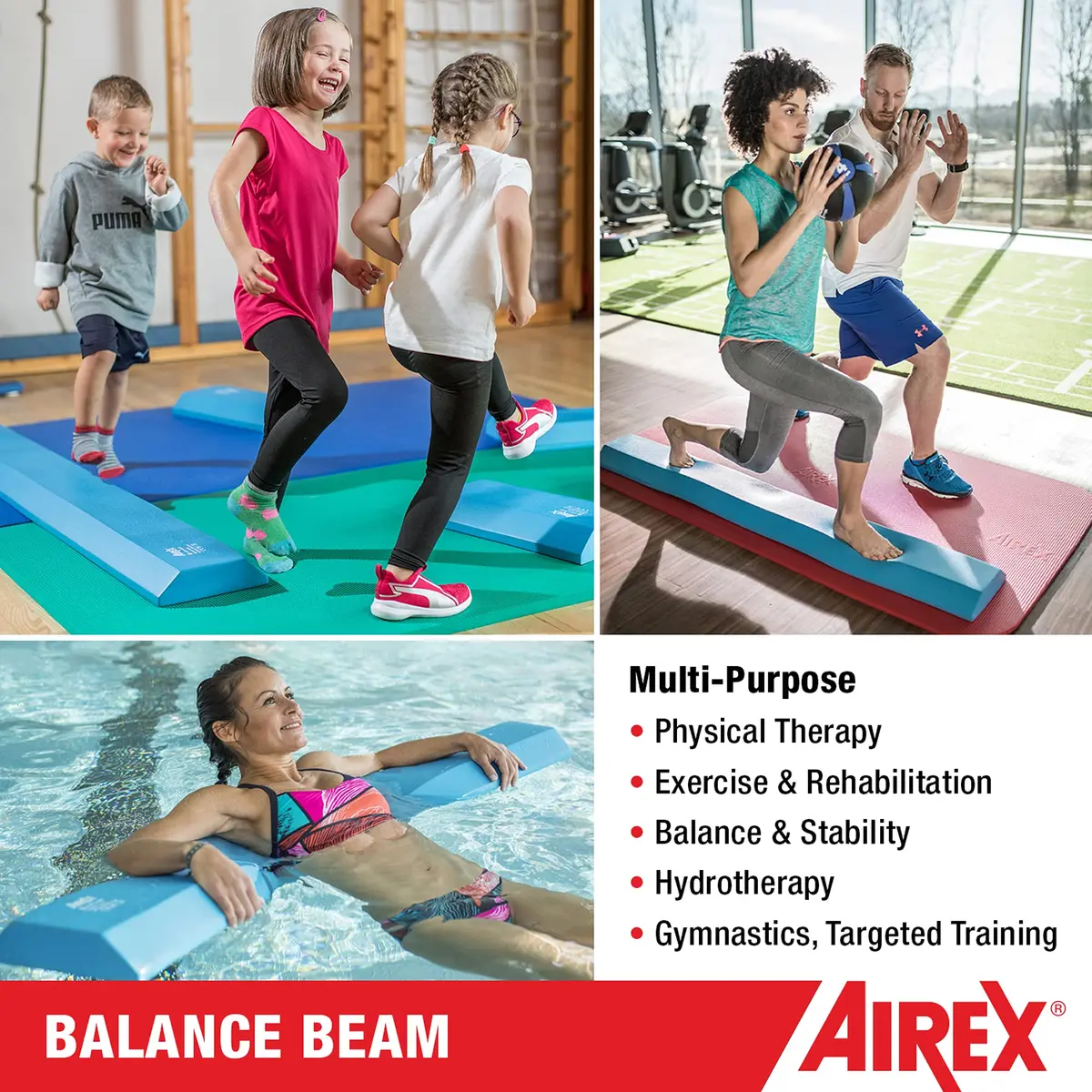 AIREX Balance Beam - Exercise Foam Pad for Physical Therapy, Kids, Yoga, Mobility, Stability, Blue, 62.99x9.45x2.36" - view 3