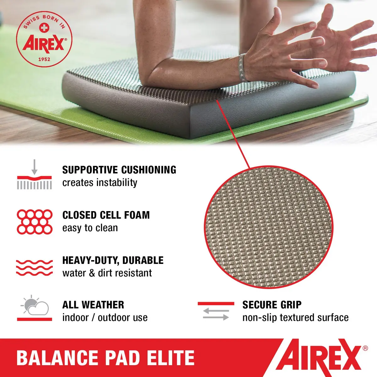 AIREX Balance Pad - Exercise Foam Pad for Balance & Mobility, 16x20x2.5 inches, Blue | Non-Slip, Tear-Resistant, Professional Grade - view 3