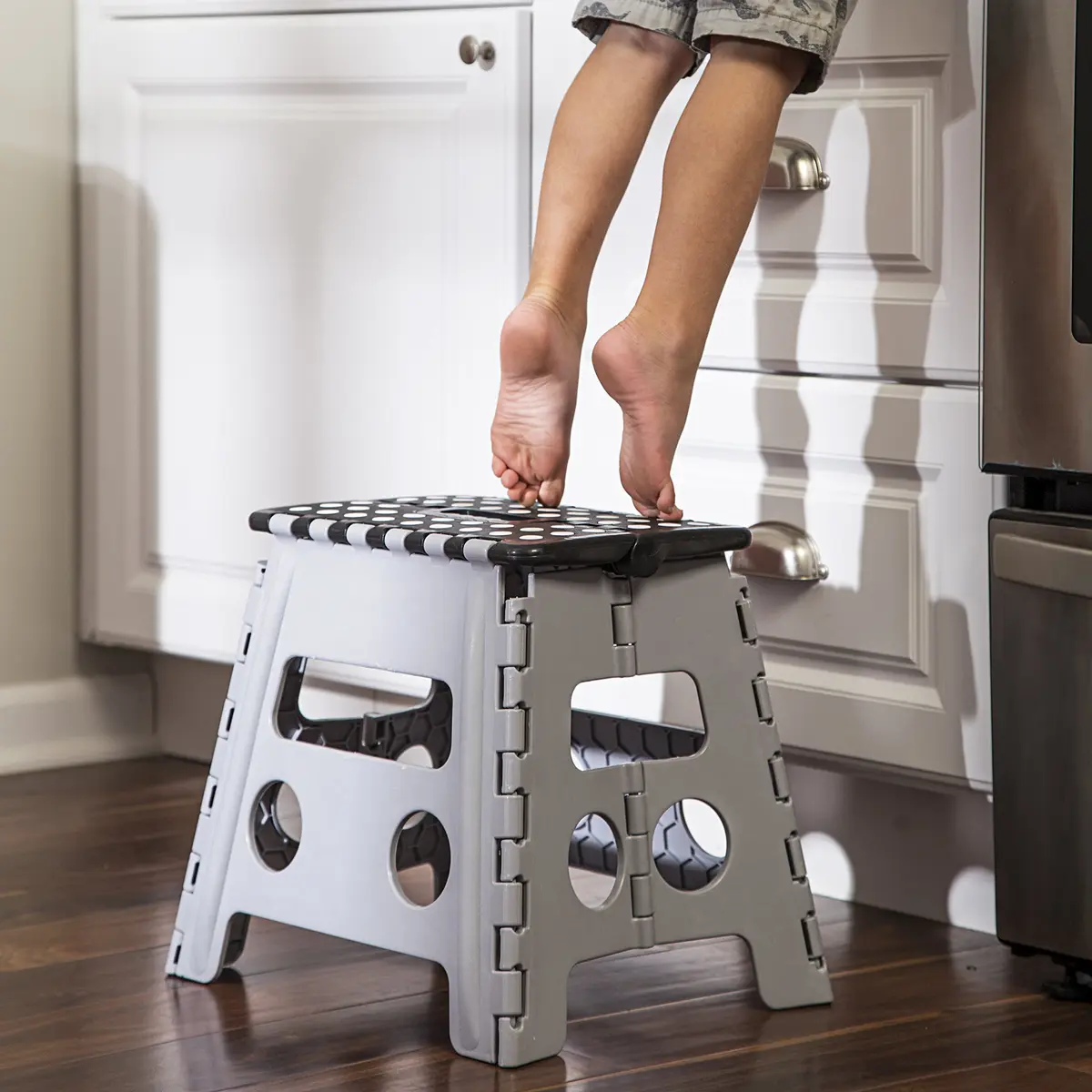 Honey-Can-Do Folding Step Stool with Anti-Slip Surface, 12.8-Inch Height, 300 lbs Capacity | Compact & Portable for Home Use - view 2