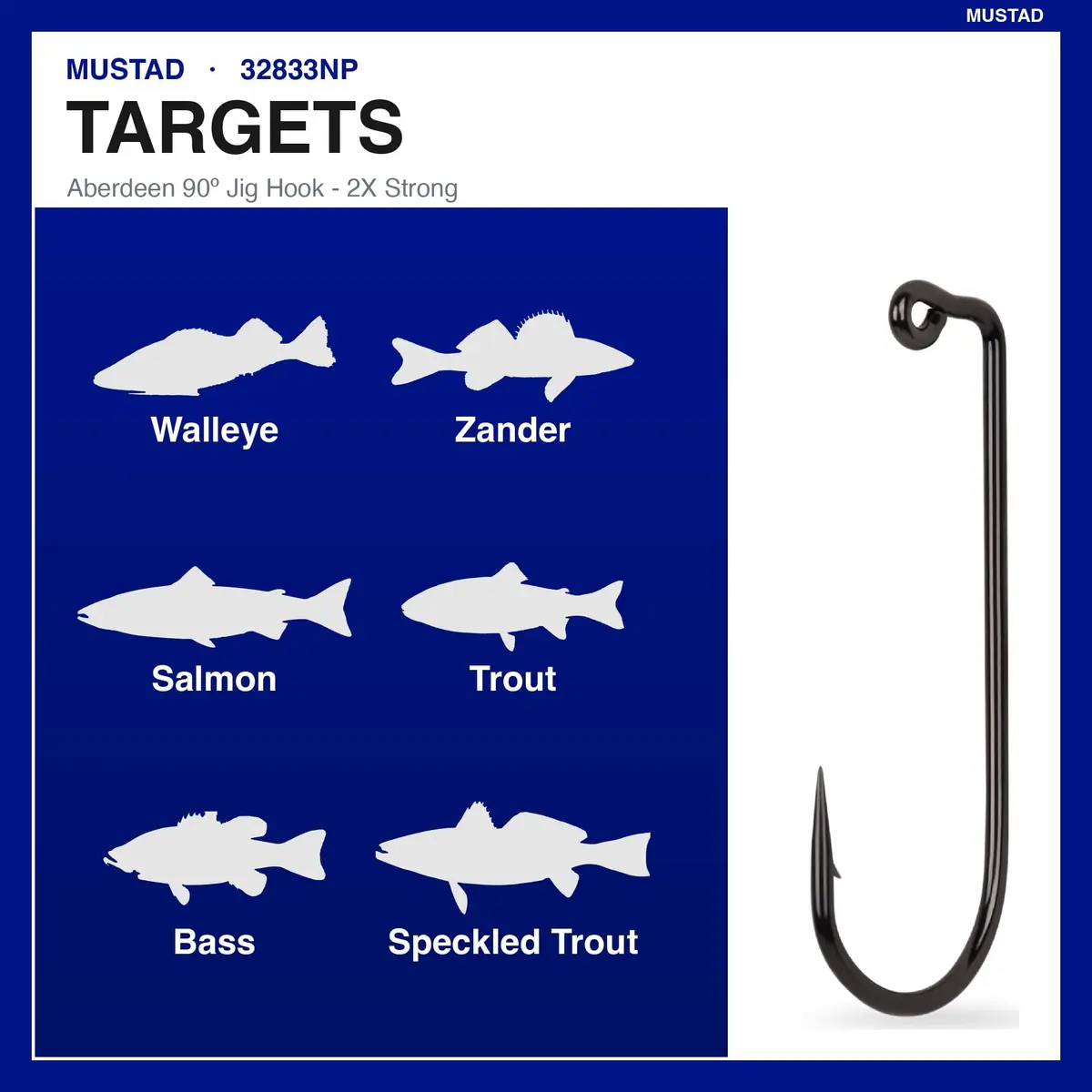 Mustad Jig Hook 1/0 | 90° Deep-Water Jigging, 2X Strong Black Nickel (en_US) - view 2