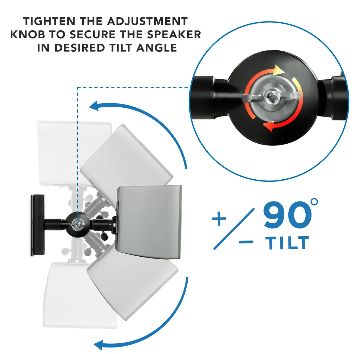 Mount-It! Heavy Duty Speaker Mounts for Wall and Ceiling, Black, 2 Pack | Universal Satellite & Bookshelf Speaker Brackets - view 6