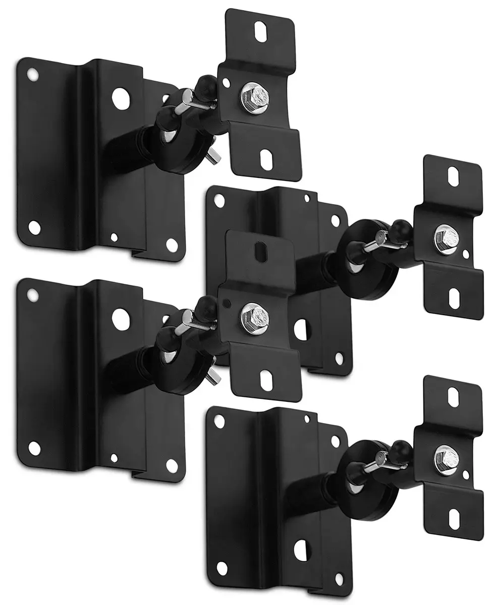 Mount-It! Heavy Duty Universal Satellite Speaker Mounts (4-Pack, Black) | Mounts for Home Theater, Bookshelf, Ceiling, Wall - main product image