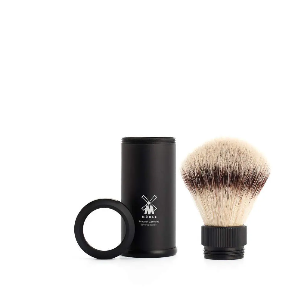 MÜHLE Travel Black Shaving Brush for Men with Synthetic Silvertip Fibre | Compact, Lightweight & Fast-Drying - view 2