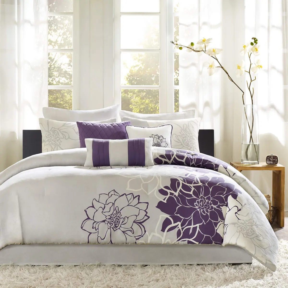 Madison Park Lola Sateen Cotton Comforter Set-Twin/Twin XL | Floral Medallion All Season Bedding - main product image
