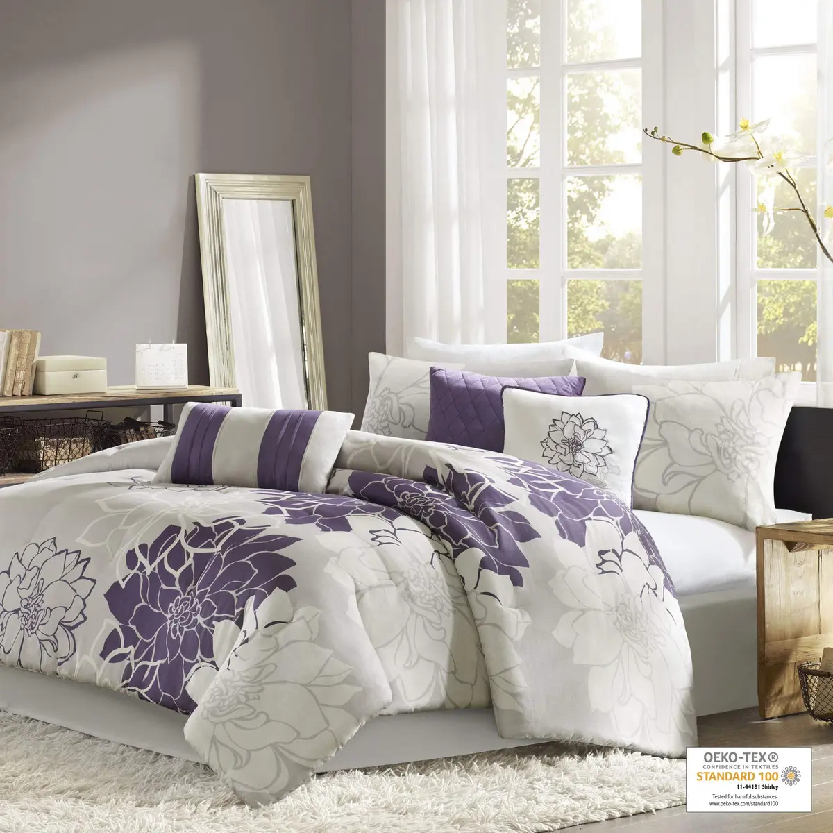 Madison Park Lola Sateen Cotton Comforter Set-Twin/Twin XL | Floral Medallion All Season Bedding - view 2