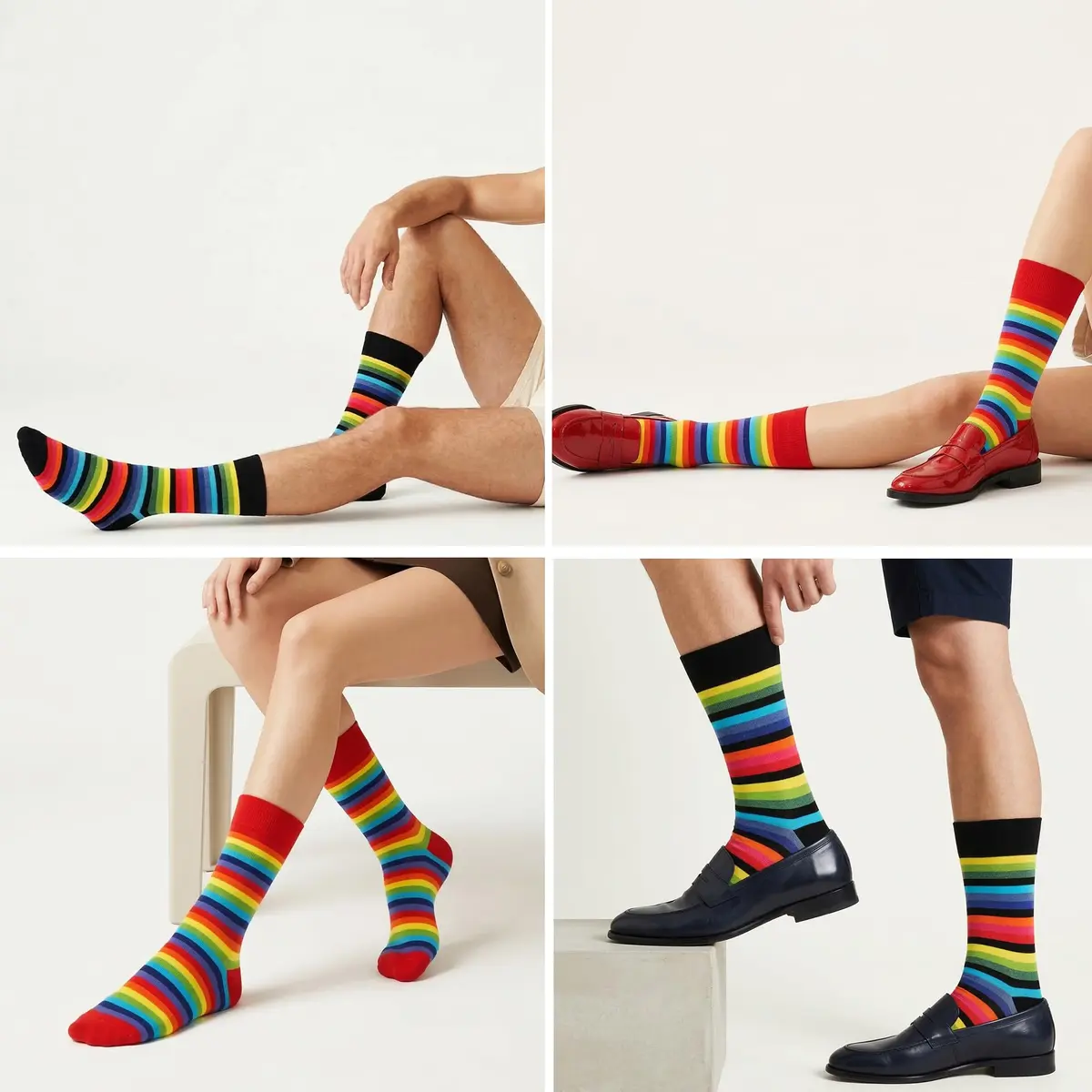 Mysocks Rainbow Socks Unisex Crew Length 8-12 | Colorful Pride Striped Socks for Women Men - view 5