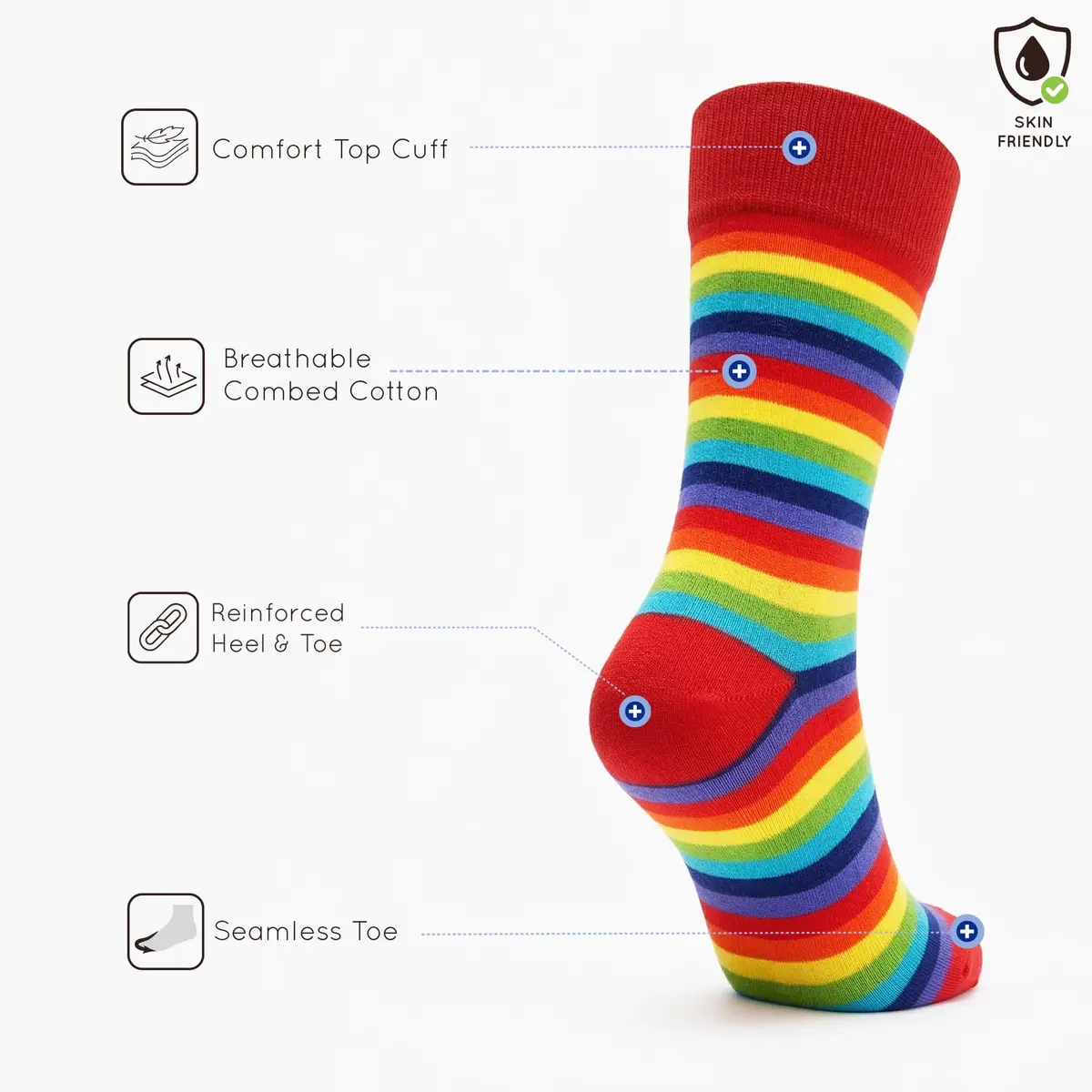 Mysocks Rainbow Socks Unisex Crew Length 8-12 | Colorful Pride Striped Socks for Women Men - view 3