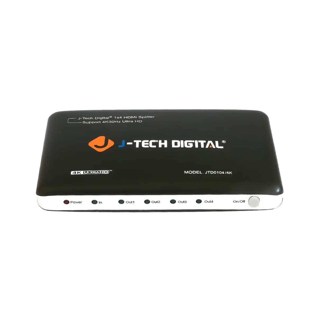 J-Tech Digital JTD0104/4K 4-Port HDMI 1x4 Powered Splitter 3840x2160 (15.2 cm L x 5.3 cm W x 18.3 cm H) - main product image