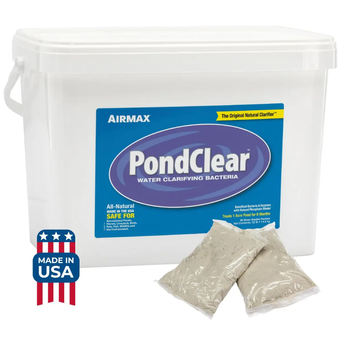 Airmax PondClear Beneficial Bacteria Packets 96 Count | 20 Years Industry Leading Water Clarifier - main product image