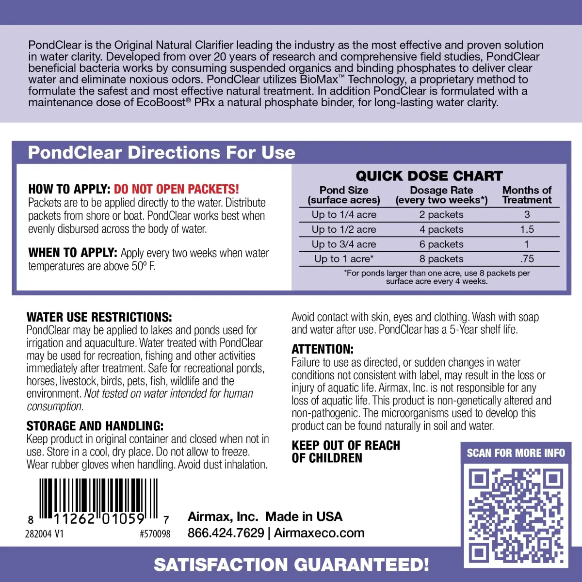 Airmax PondClear Beneficial Bacteria Packets 96 Count | 20 Years Industry Leading Water Clarifier - view 2