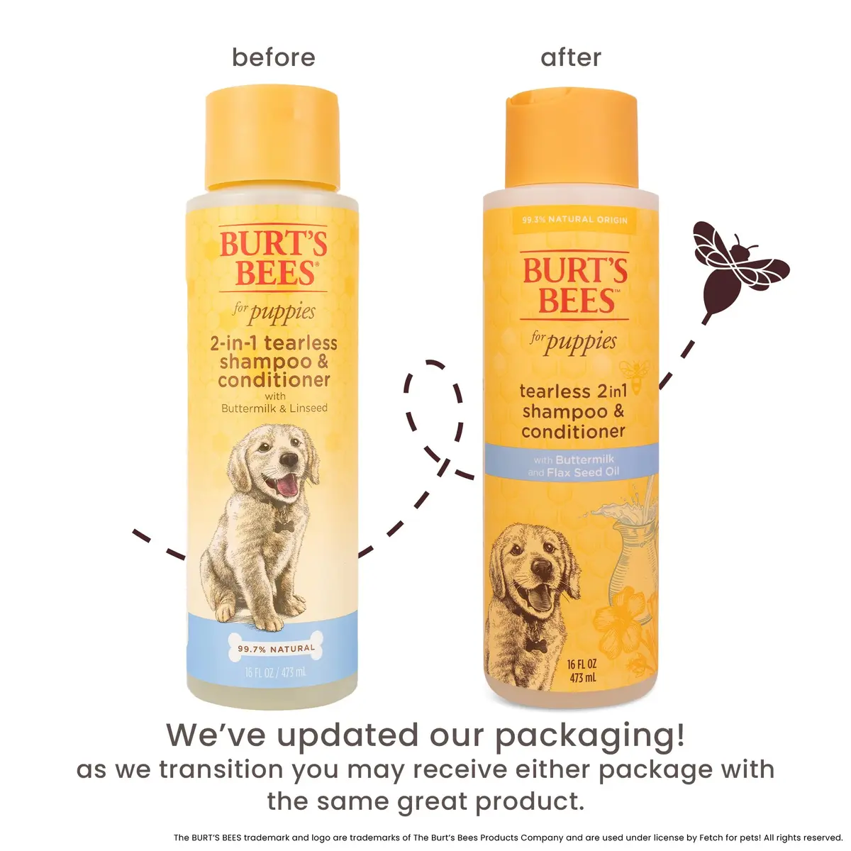 Burt's Bees for Pets Tearless Puppy Shampoo & Conditioner with Buttermilk, 473ml (16 Fl Oz) | Gentle 2-in-1 Formula for Sensitive Skin - view 2