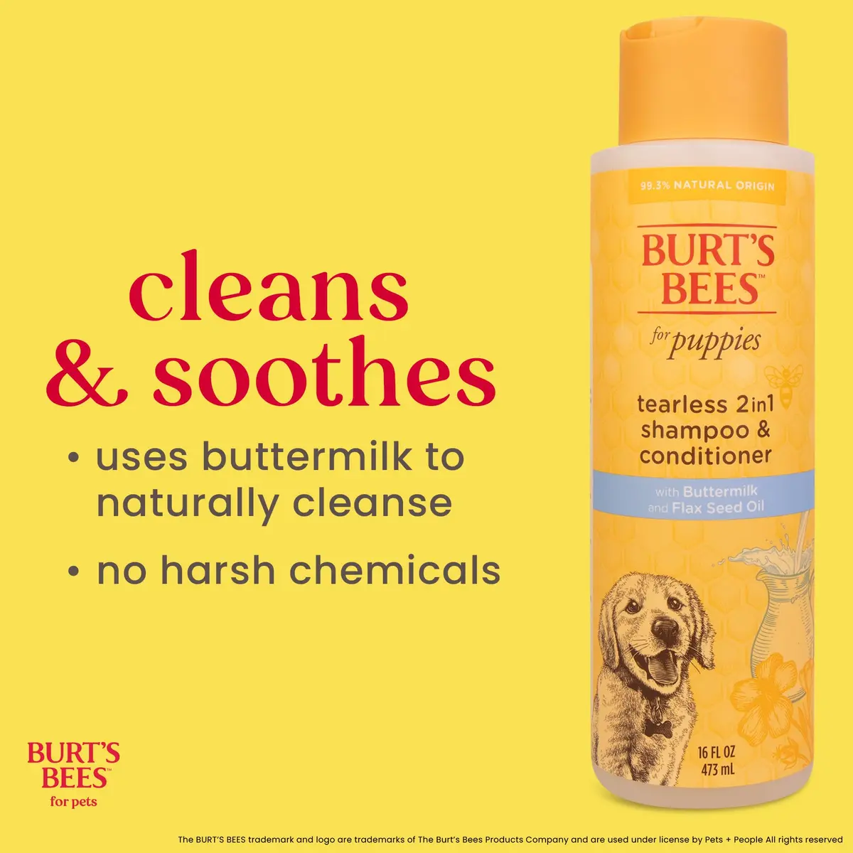 Burt's Bees for Pets Tearless Puppy Shampoo & Conditioner with Buttermilk, 473ml (16 Fl Oz) | Gentle 2-in-1 Formula for Sensitive Skin - view 3