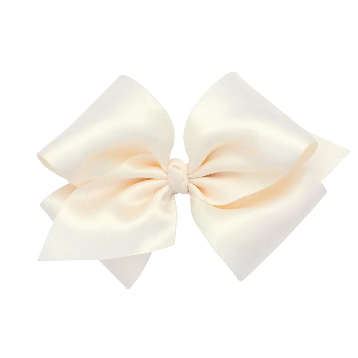 Wee Ones Girls' French Satin Hair Bow, Ecru, Small King | No Slip Clip, Handmade, Classic Style - main product image