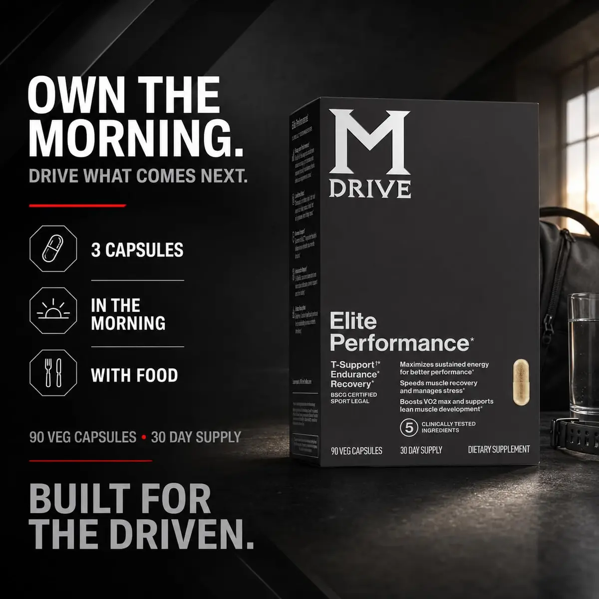 M Drive Elite Testosterone Booster & Performance Support for Men, 90ct | Supports Energy, Muscle & Immunity - view 6