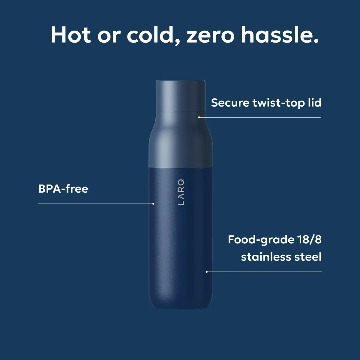 LARQ Twist Top Insulated Stainless Steel Water Bottle 500ml (17 fl oz) | Keeps Cold 24 Hrs, Hot 12 Hrs - view 2