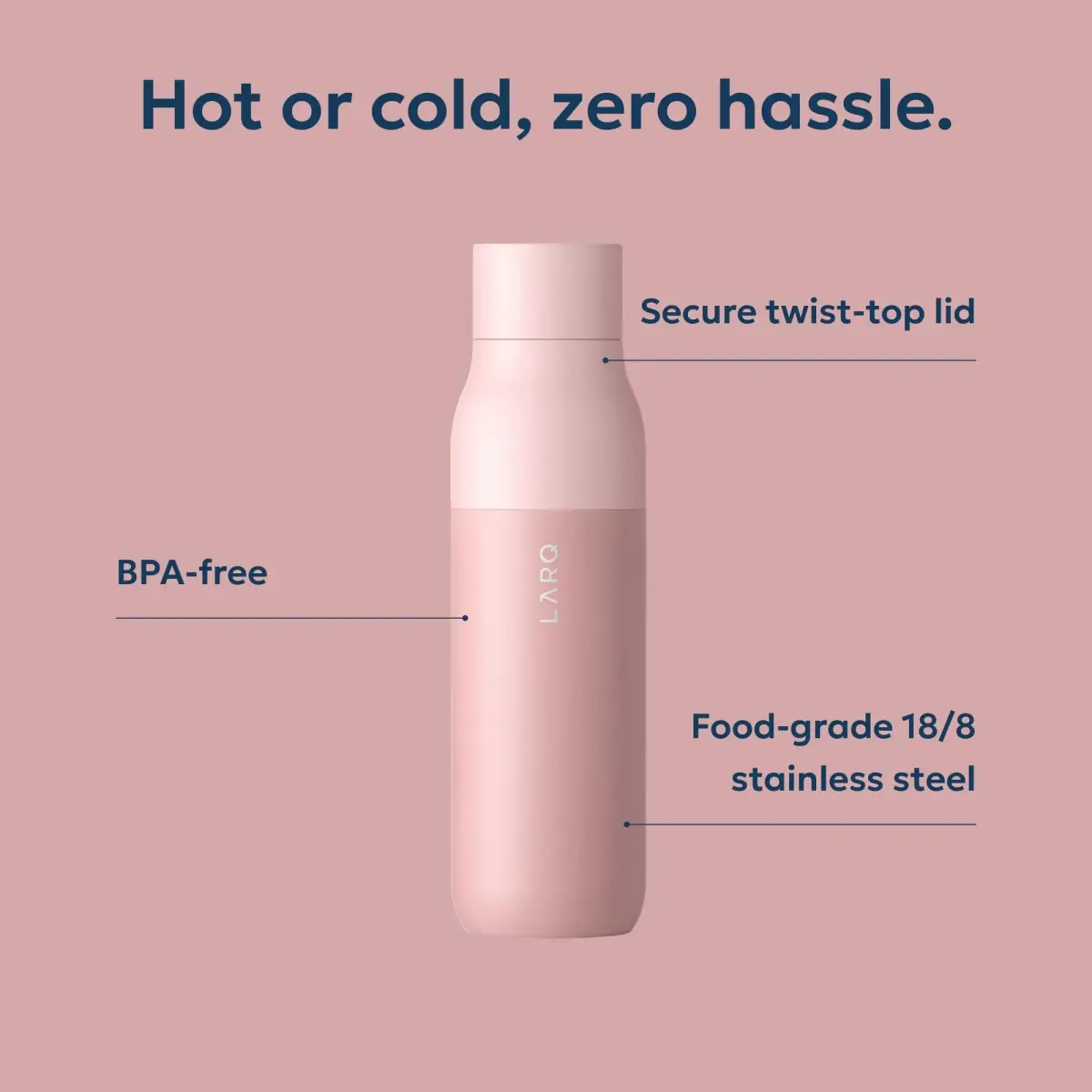LARQ Twist Top Insulated Stainless Steel Water Bottle 500ml (17 fl oz) | Keeps Cold 24 Hrs, Hot 12 Hrs - view 2