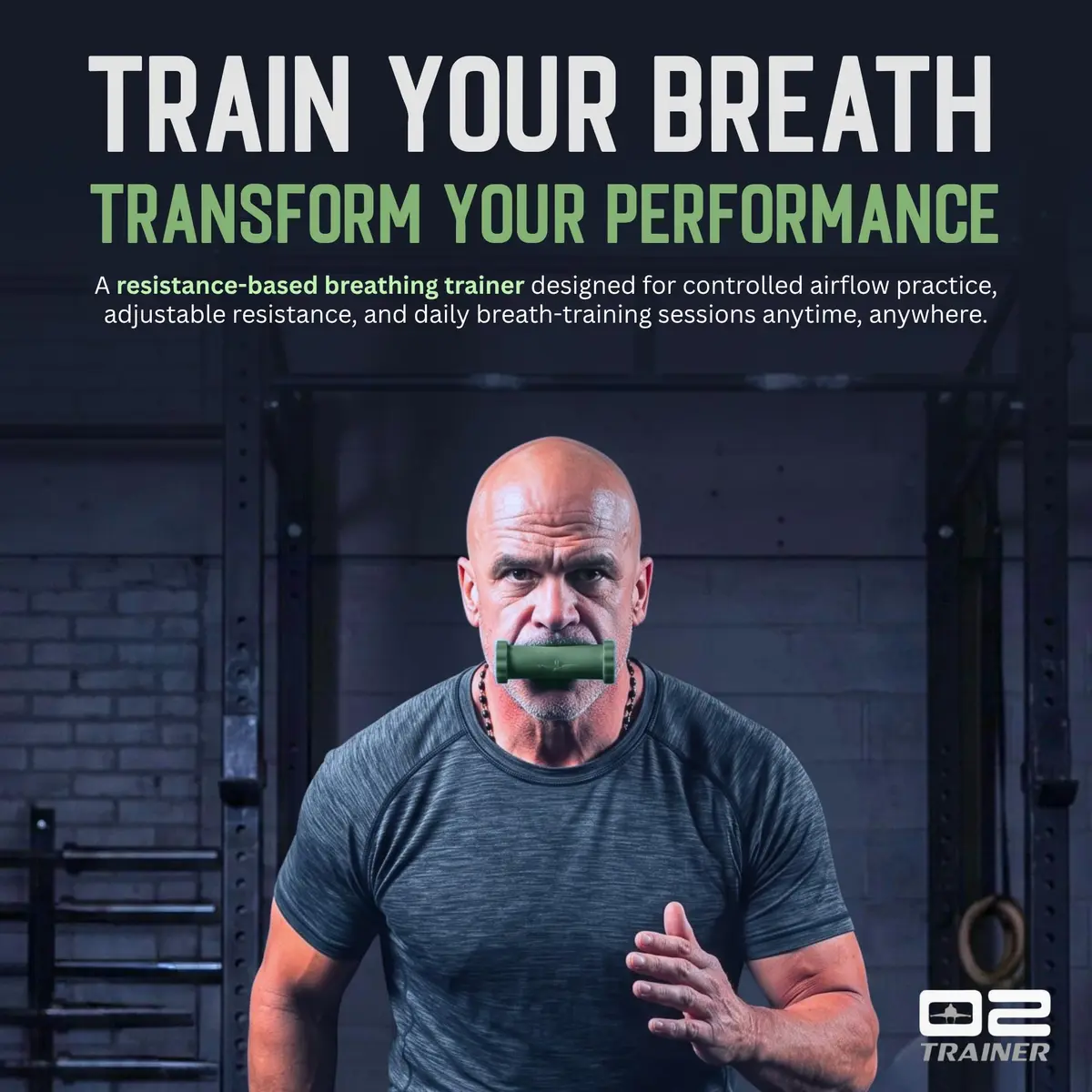 O2Trainer Breathing Muscle Training Device, Green | Improve Lung Endurance & Performance - view 2