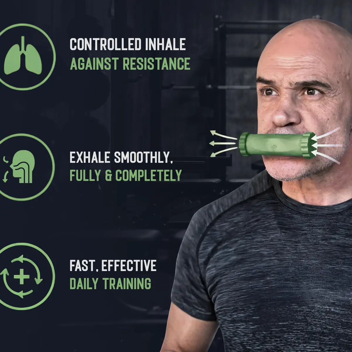 O2Trainer Breathing Muscle Training Device, Green | Improve Lung Endurance & Performance - view 3