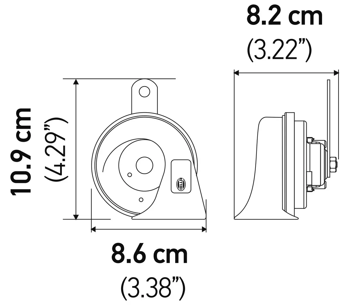 Hella Black 12V BX Trumpet Horn Kit with M8 Bracket & Audi Connector | 118 Decibels - view 2