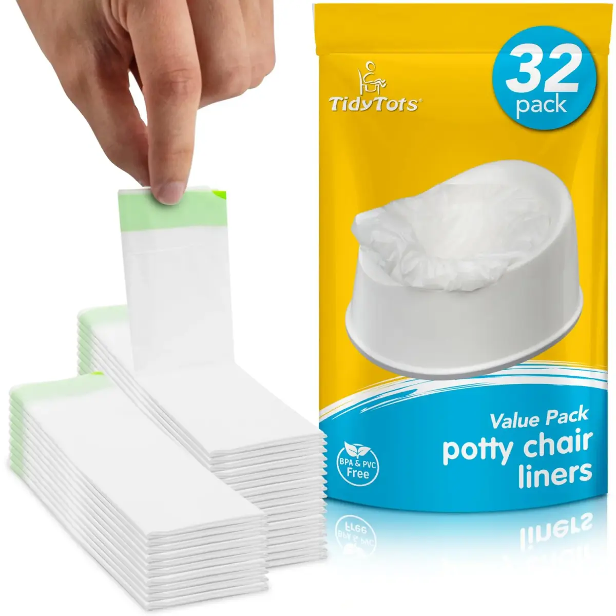 Tidy Tots Disposable Potty Chair Liners Value Pack 32 Count | Leak-Proof & Universal Fit - main product image