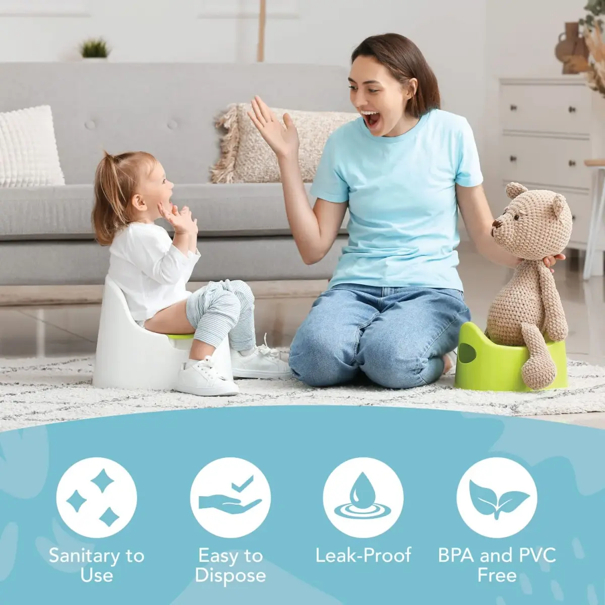 Tidy Tots Disposable Potty Chair Liners Value Pack 32 Count | Leak-Proof & Universal Fit - view 2
