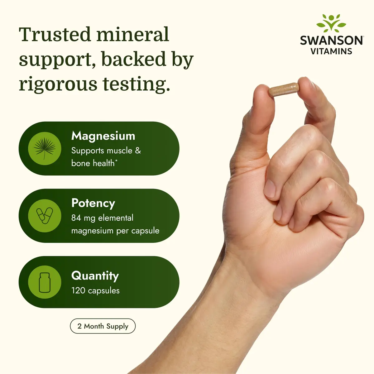 Swanson Magnesium Lactate Lactose-Free 84 mg | Supports Muscles & Bones, Gentle Absorption - view 3