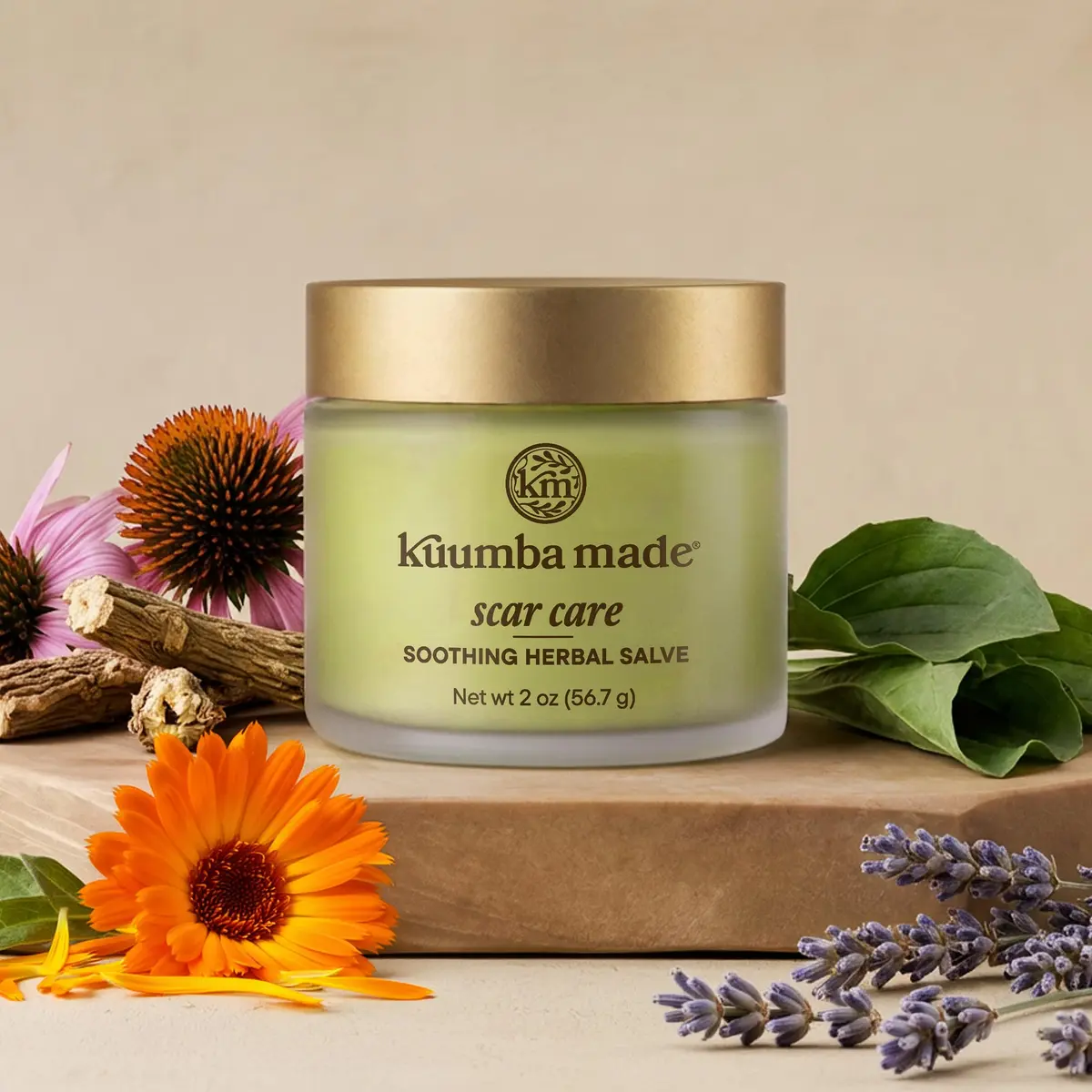 Kuumba Made Scar Care Salve Herbal Balm with Comfrey & Calendula 2 Oz | Supports Skin Renewal & Discoloration - view 7