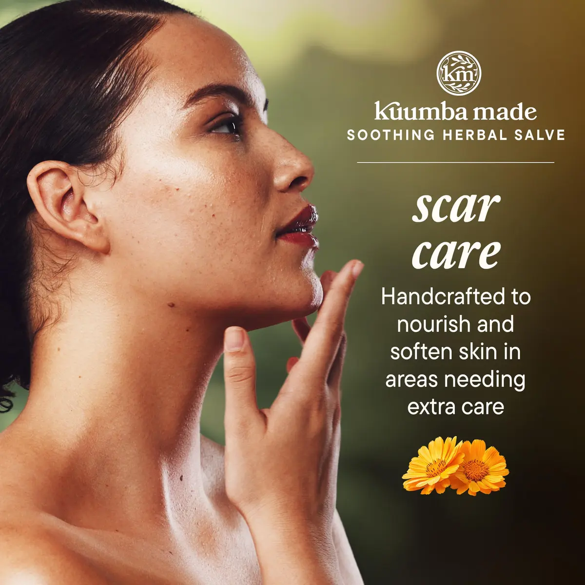 Kuumba Made Scar Care Salve Herbal Balm with Comfrey & Calendula 2 Oz | Supports Skin Renewal & Discoloration - view 3