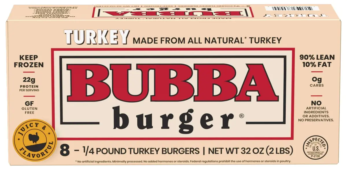 BUBBA Burger Premium Original Turkey Burger Patties 2lb | Gluten-Free, High-Protein, Frozen - main product image