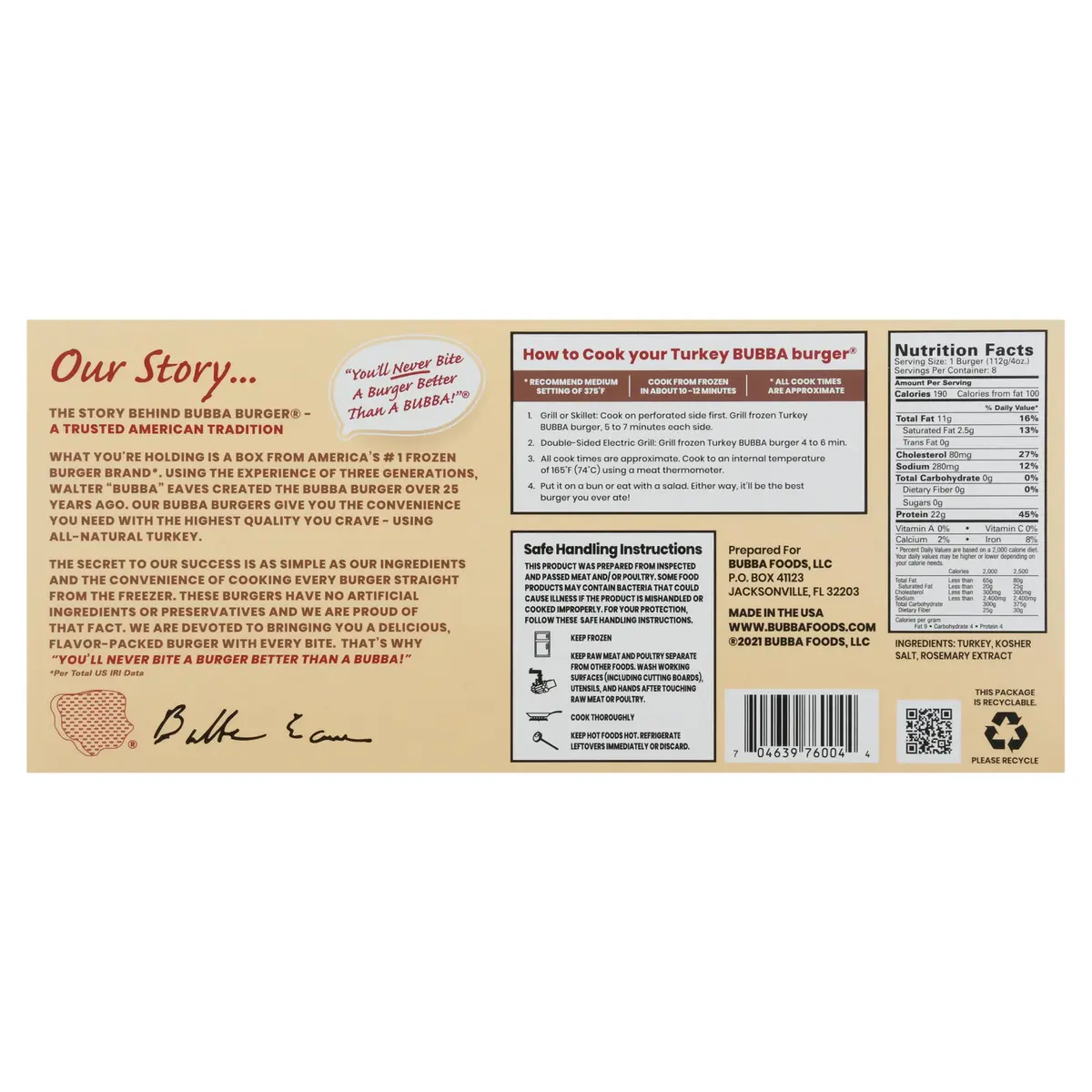 BUBBA Burger Premium Original Turkey Burger Patties 2lb | Gluten-Free, High-Protein, Frozen - view 2
