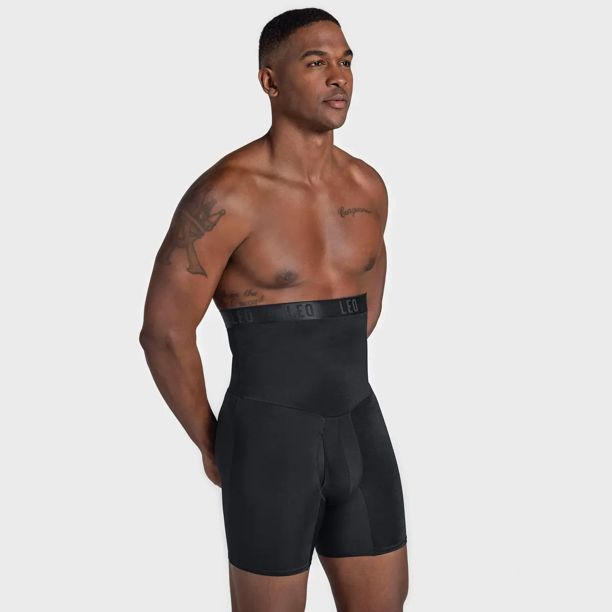 Leo Waist Slimmer Mens Underwear Girdle Compression - Tummy Control Shapewear Boxers Shorts For Men Black | Moderate Compression & Back Support - view 5