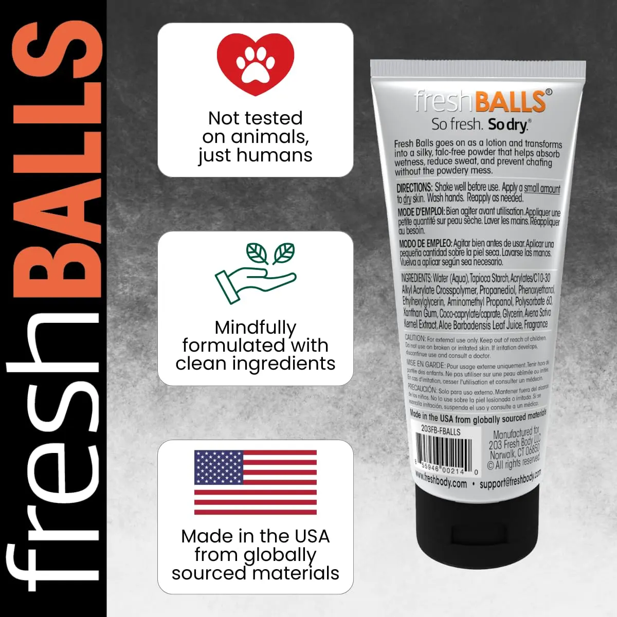 Fresh Body FB Fresh Balls Cream 3.4 fl oz | Men's Anti-Chafing & Deodorant Lotion - view 6