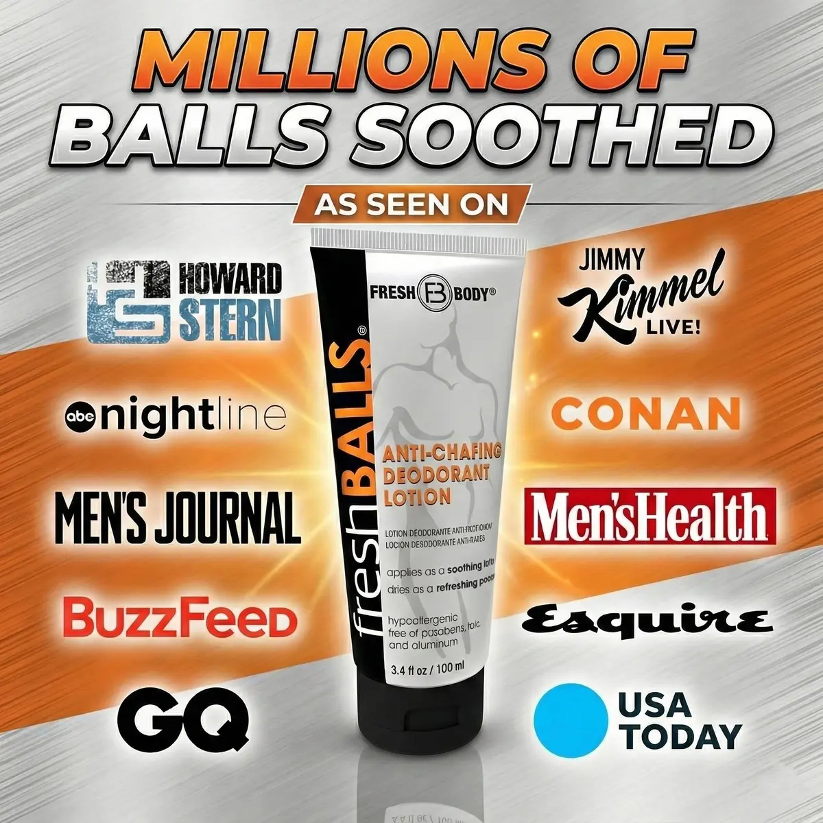 Fresh Body FB Fresh Balls Cream 3.4 fl oz | Men's Anti-Chafing & Deodorant Lotion - view 7