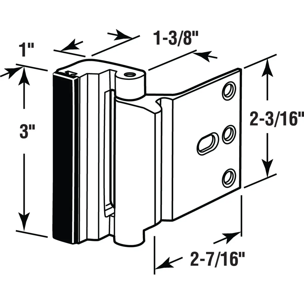 PRIME-LINE U 10826 Door Reinforcement Lock 7.6 cm (3 in.) Stop | High Security for Swing-In Doors - view 2