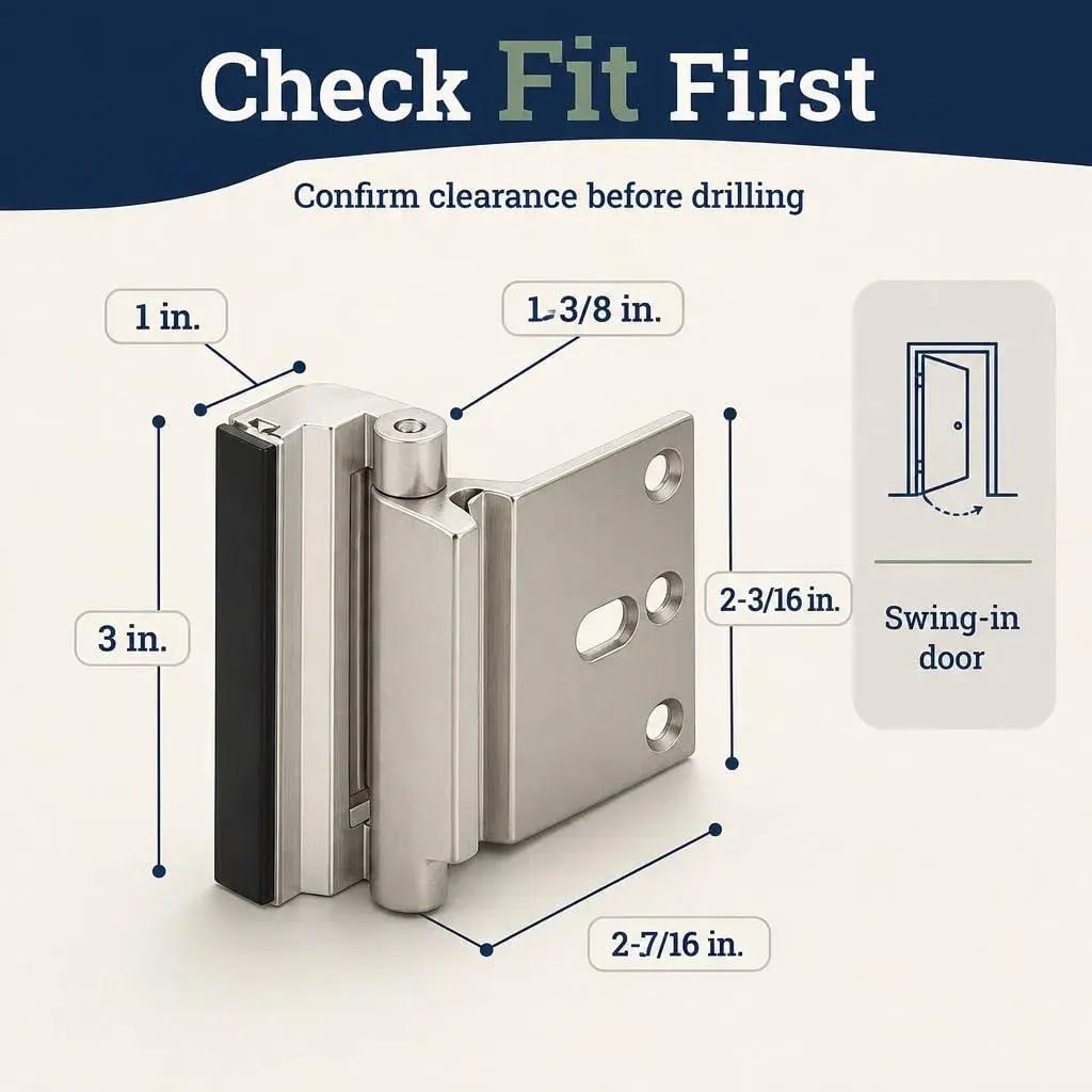 PRIME-LINE U 10827 Door Reinforcement Lock 7.6 cm (3 In.) | Heavy Duty Security Stop for Swing-In Doors - view 2
