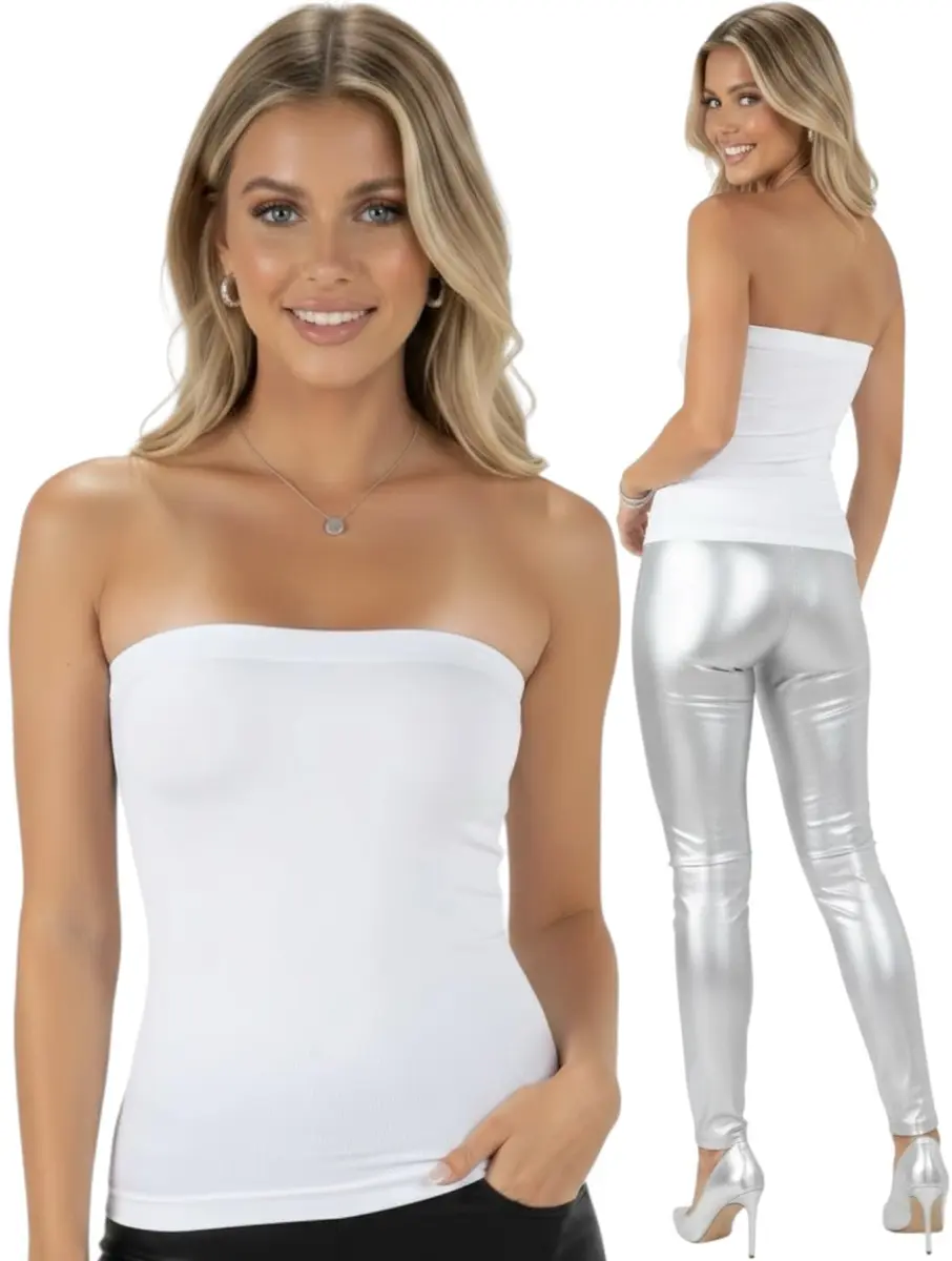 ToBeInStyle Women's Seamless Bandeau Tube Top Ribbed Without Pad - White - One Size - main product image