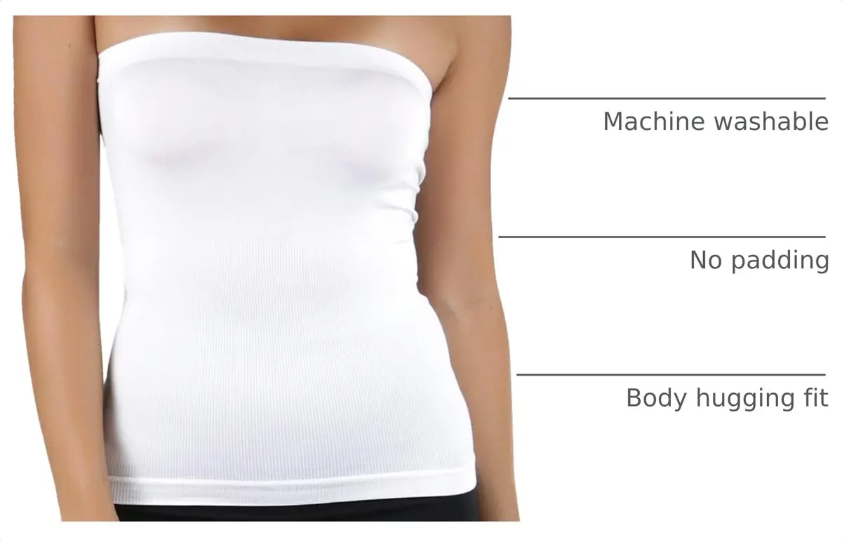 ToBeInStyle Women's Seamless Bandeau Tube Top Ribbed Without Pad - White - One Size - view 4