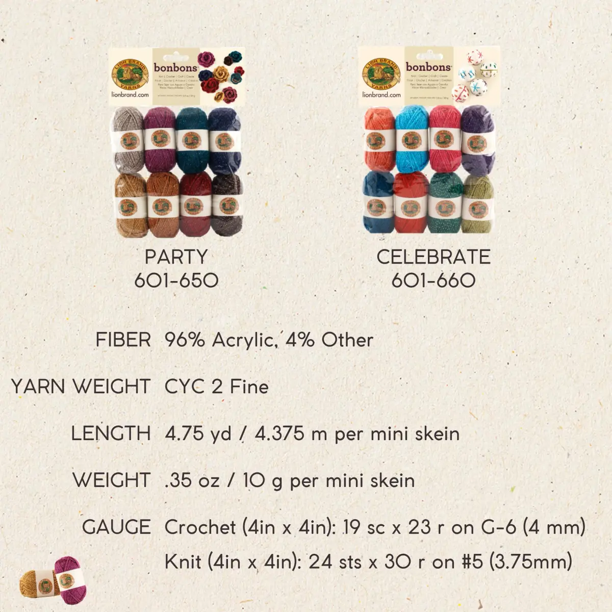 Lion Brand Yarn Bonbons 680 Crayons Yarn Pack | 8 Mini Skeins, 28yd Each, Weight Category 2 - view 8