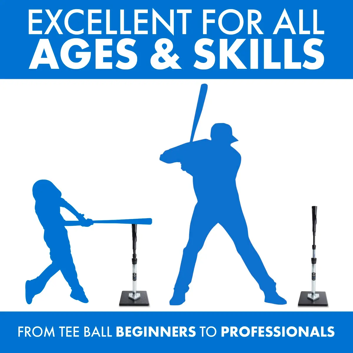 TANNER The Original Batting Tee – Adjustable Baseball & Softball Tee, Steel Shaft, Composite Base, Rubber Top, 26"-43" - view 5