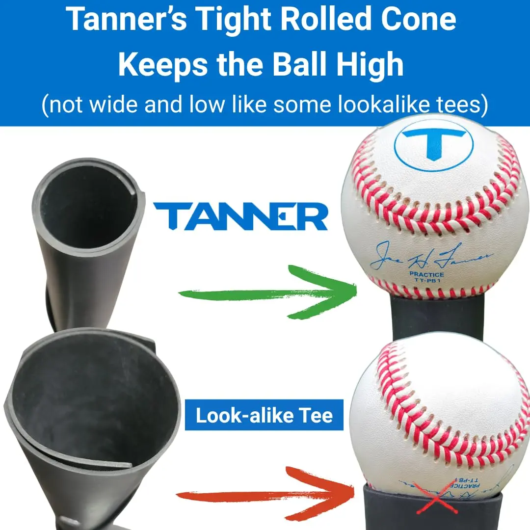 TANNER The Original Batting Tee – Adjustable Baseball & Softball Tee, Steel Shaft, Composite Base, Rubber Top, 26"-43" - view 3