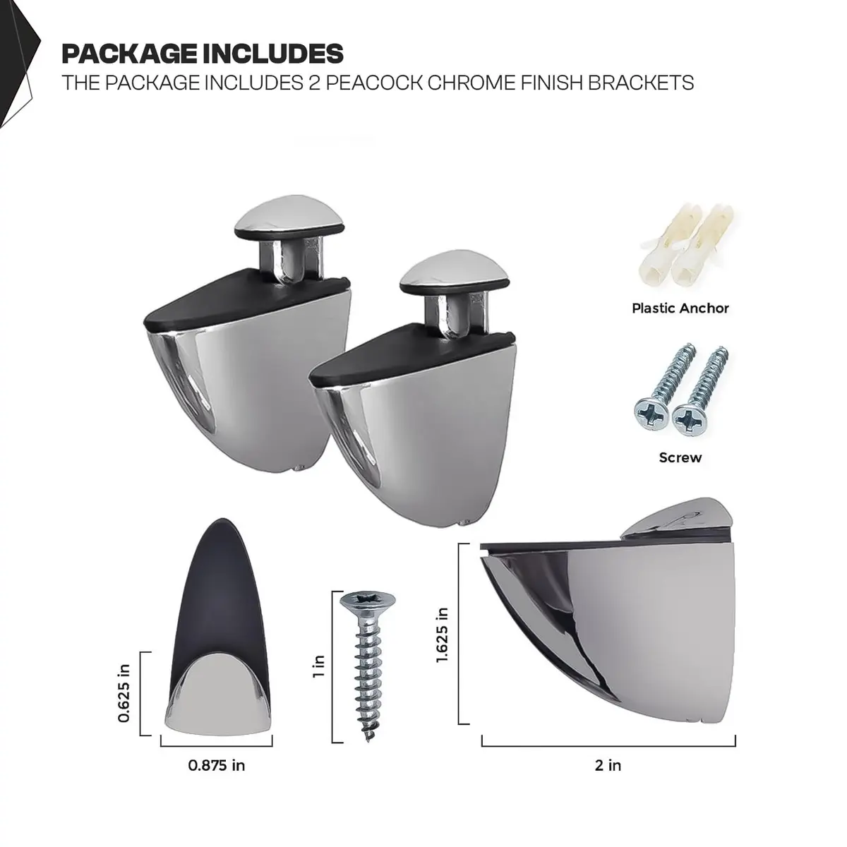 Fab Glass and Mirror Corner Glass Shelf, 6" x 6" | Tempered Clear Glass, Wall Mount - view 4