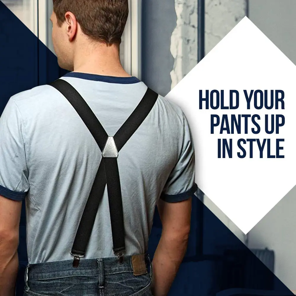 Hold'Em Men’s X-Back Adjustable Suspenders Grey | Premium Quality, Classic Style, 46" Long - view 3