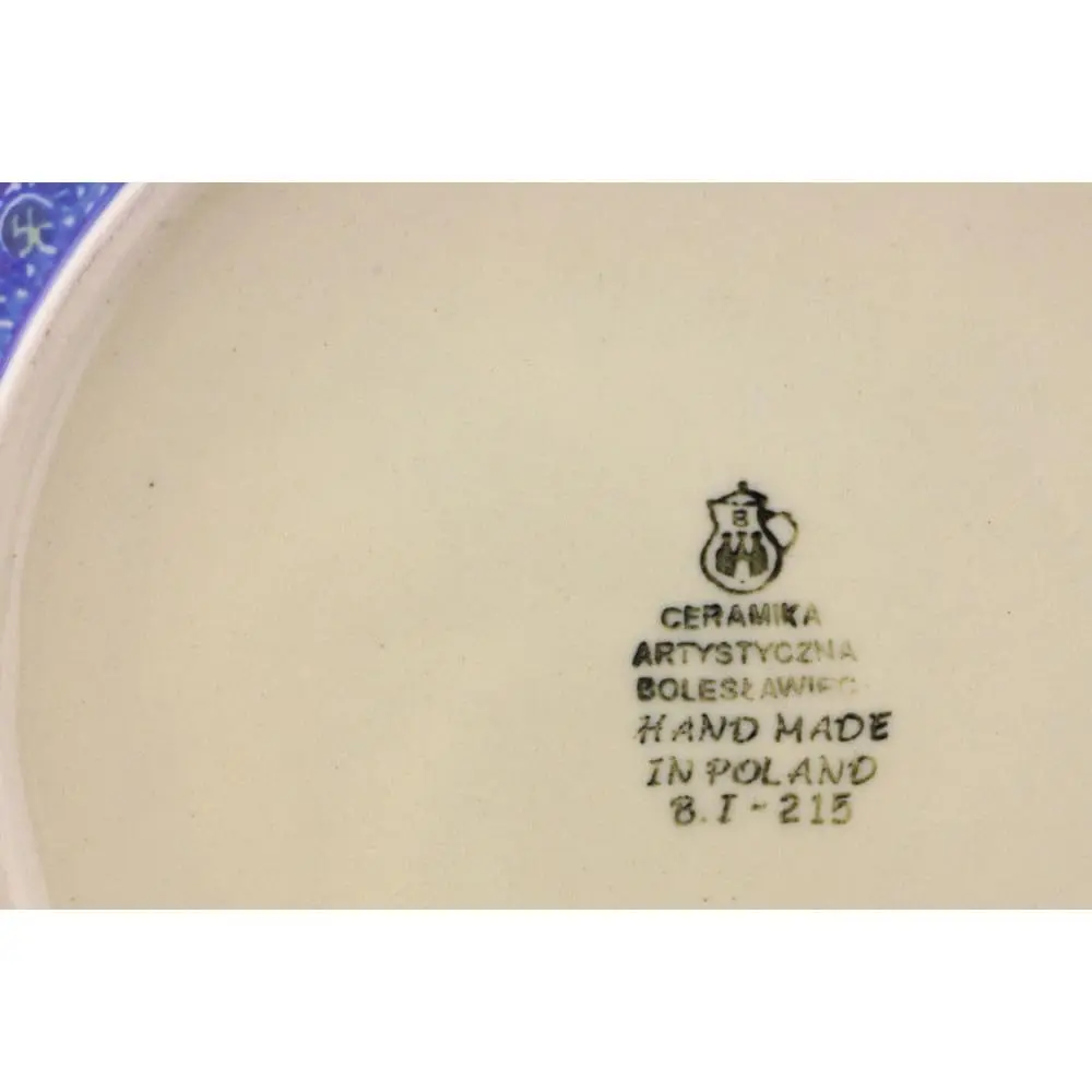 Polmedia Polish Pottery Round Baker with Handles 8.2" x 10" | Blue Poppies Pattern Handmade in Poland - view 4