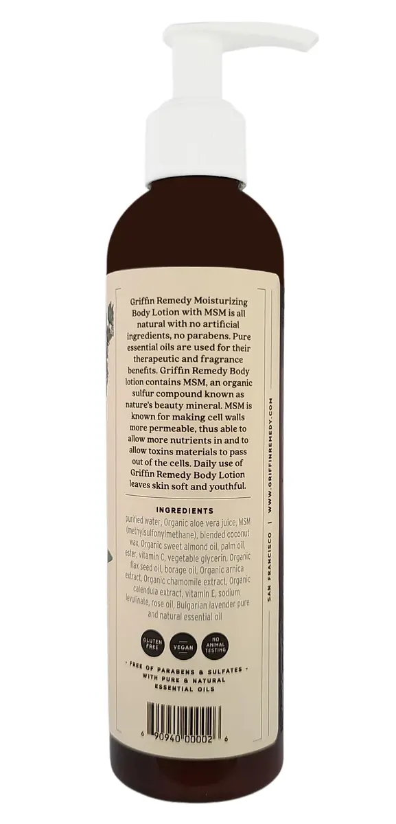 Griffin Remedy Bulgarian Lavender Body Lotion with MSM -8oz | Deep Hydration & Youthful Skin - view 3