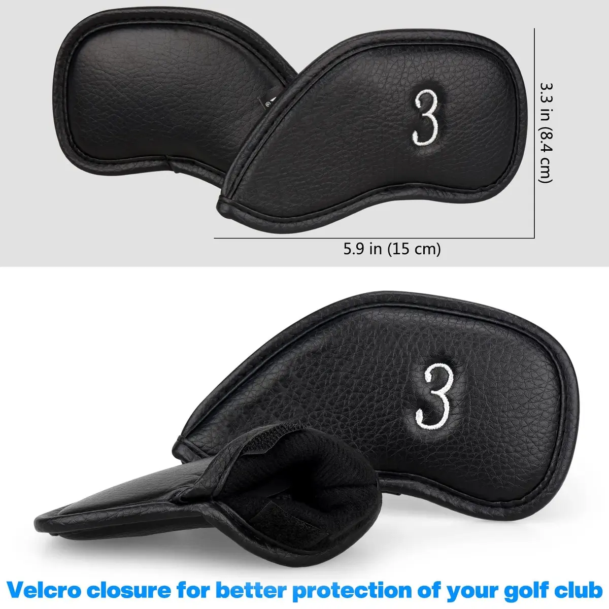 Craftsman Golf 12pcs Thick Synthetic Leather Left Handed Iron Head Covers Set | Waterproof & Oversize for All Brands - view 3